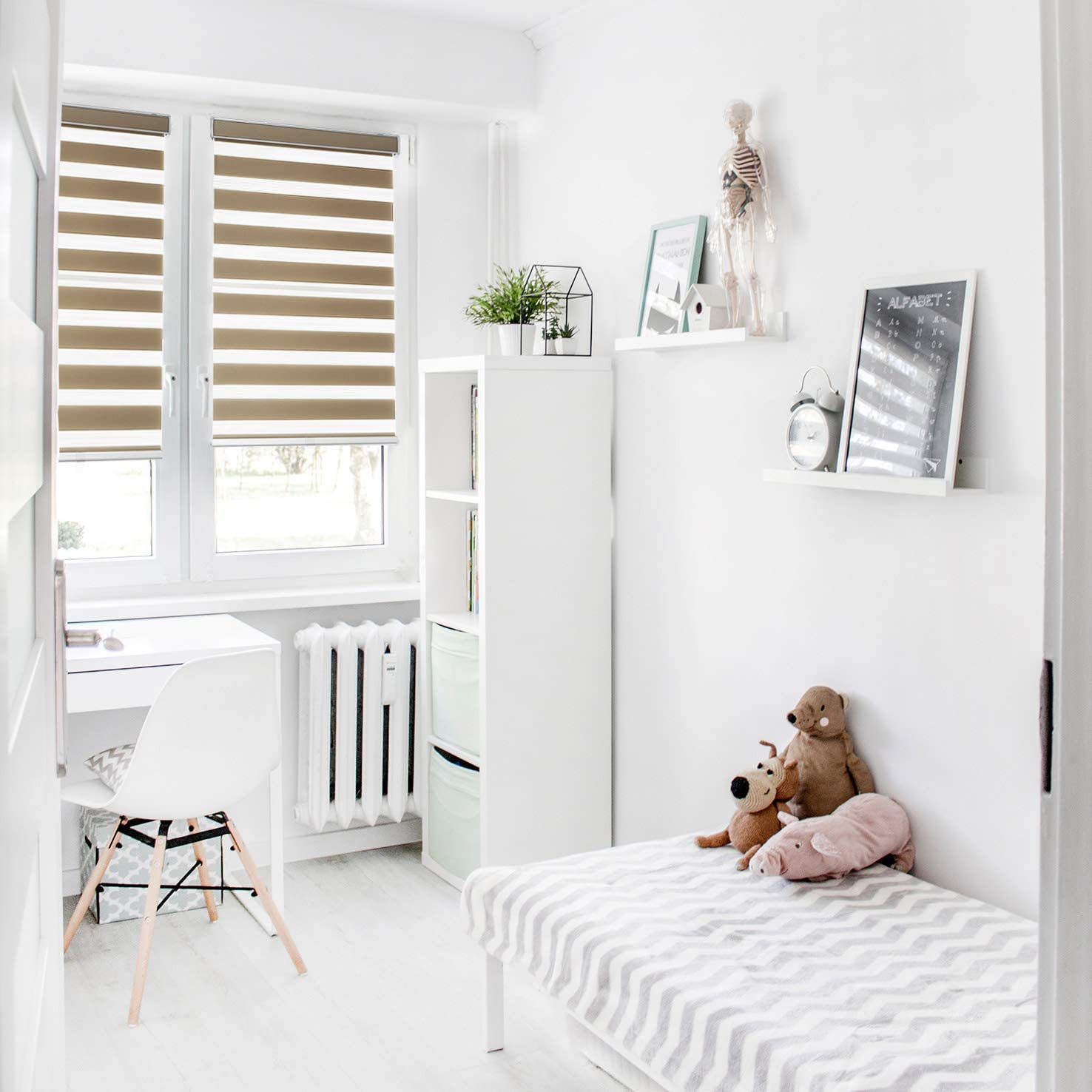 Zebra Shade Cordless, Dual Mode, Lets Light in and Blocks Light out