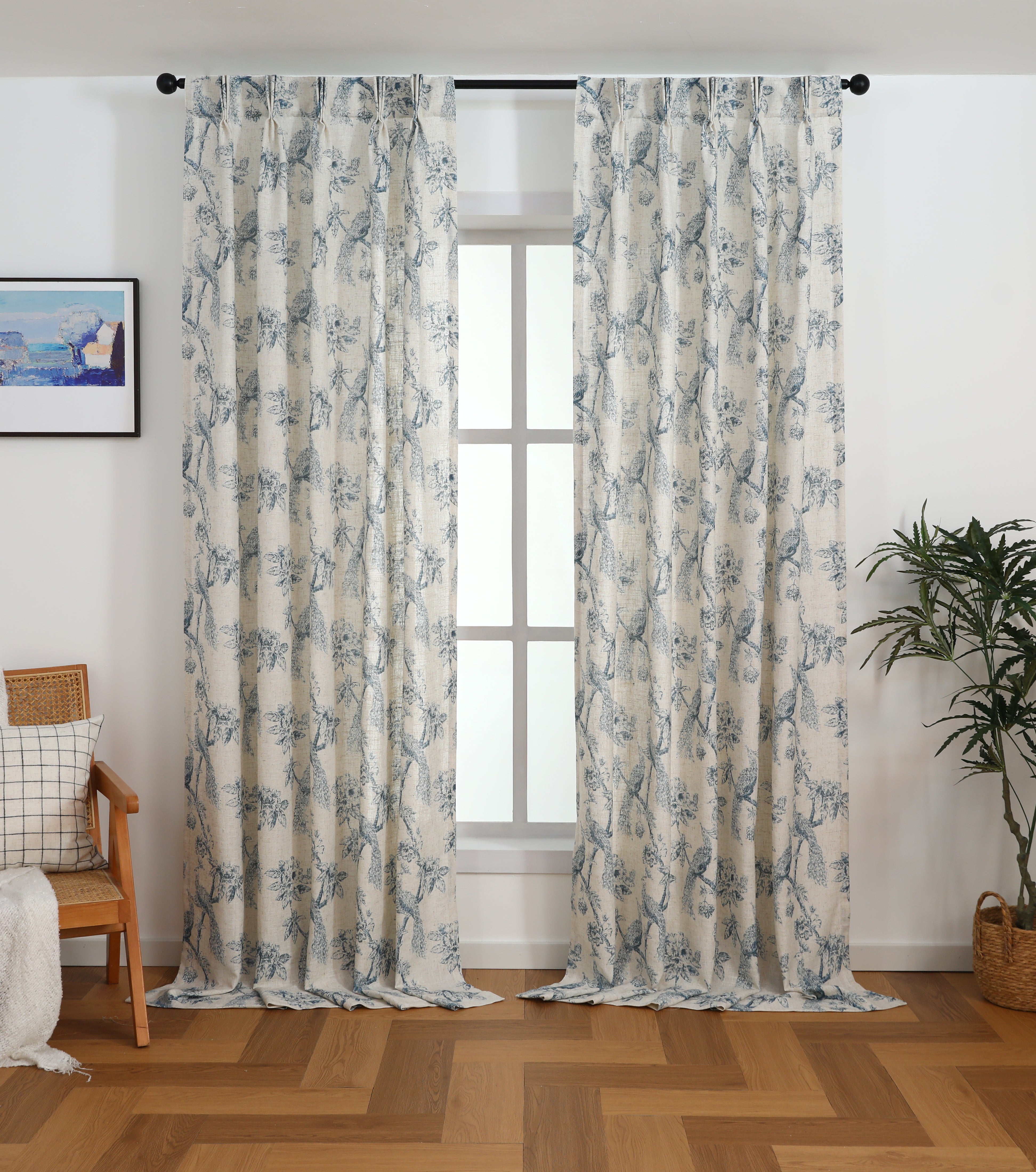 Curtains - Peacock Pinch Pleated Curtains (2 Panels)