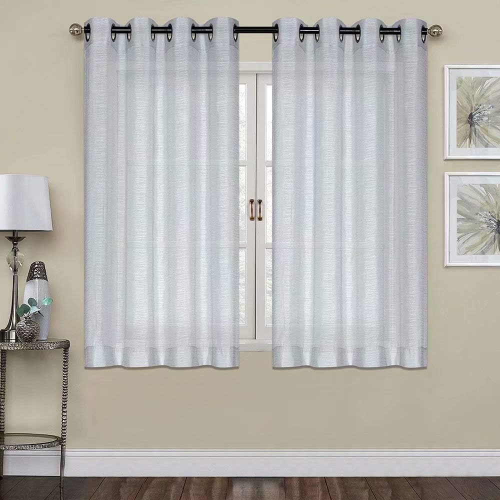 Curtains -Sheer Voile Curtains with Jacquard-Style Texture 2 Panels
