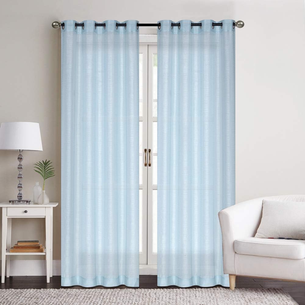 Curtains -Sheer Voile Curtains with Jacquard-Style Texture 2 Panels