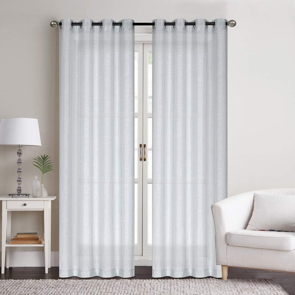 Curtains -Sheer Voile Curtains with Jacquard-Style Texture 2 Panels