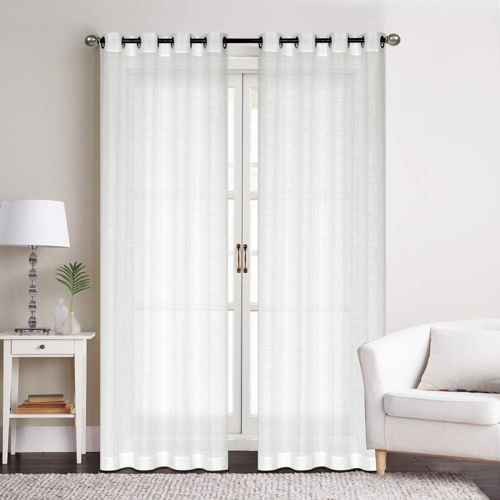Curtains -Sheer Voile Curtains with Jacquard-Style Texture 2 Panels