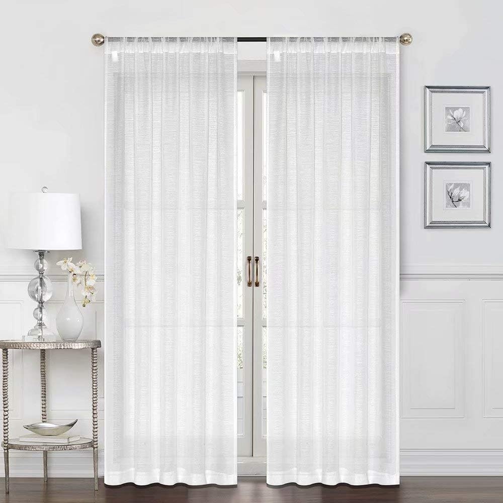 Curtains -Sheer Voile Curtains with Jacquard-Style Texture 2 Panels