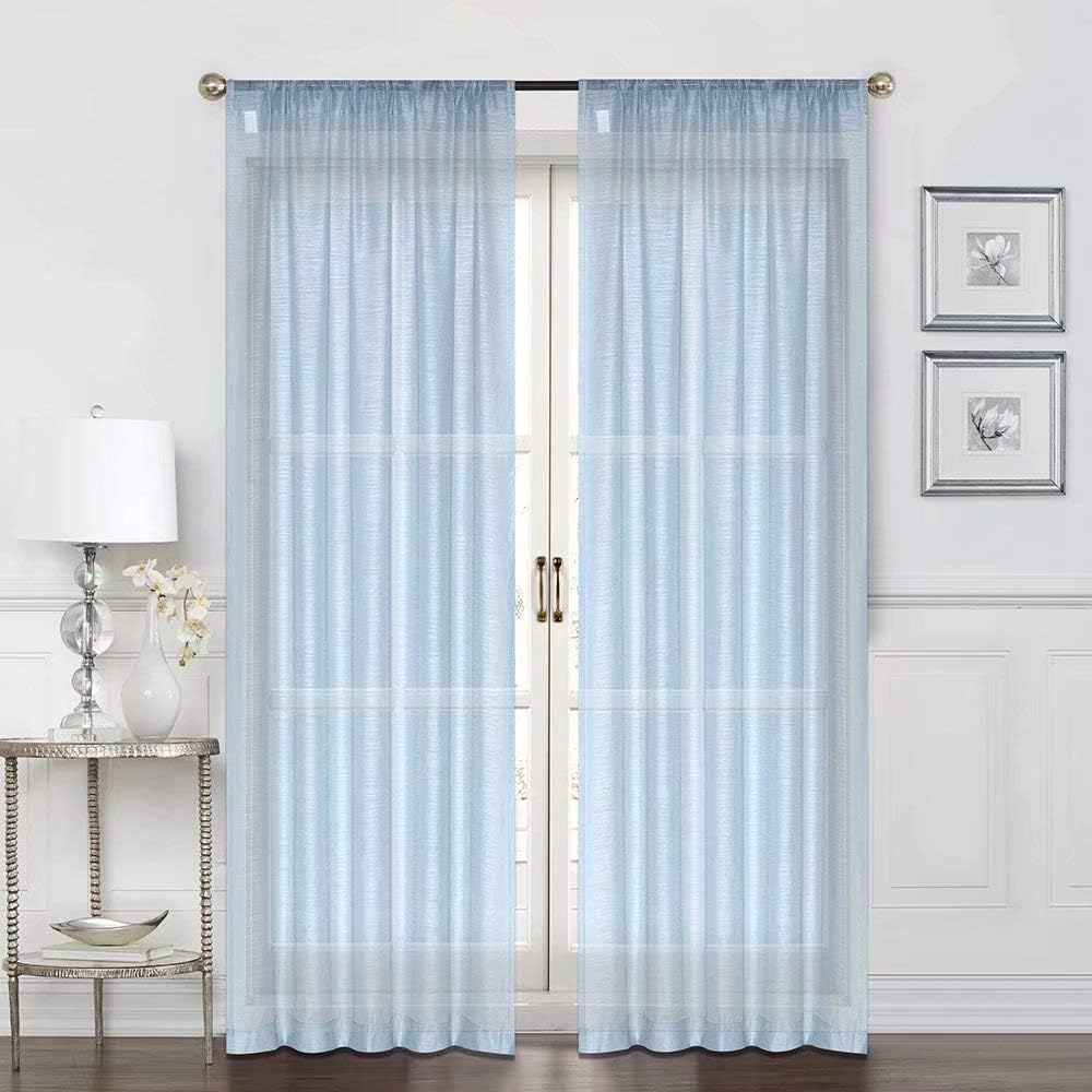 Curtains -Sheer Voile Curtains with Jacquard-Style Texture 2 Panels