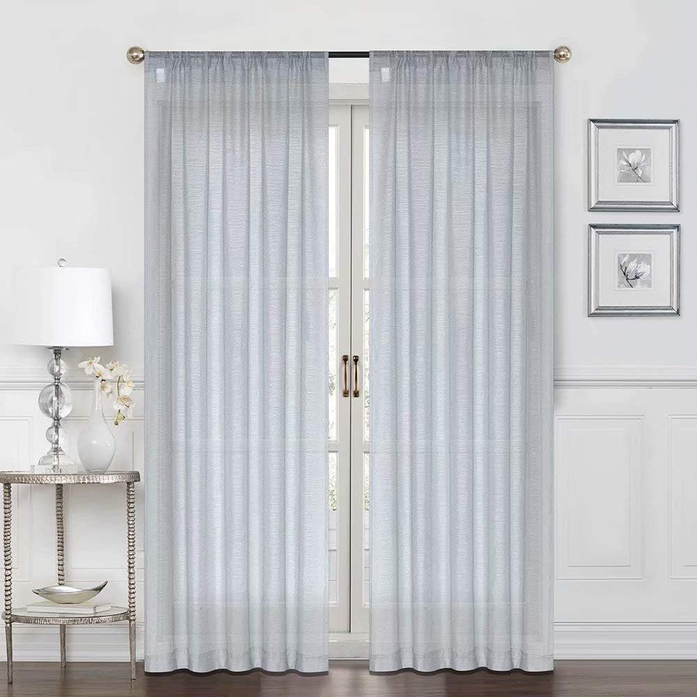 Curtains -Sheer Voile Curtains with Jacquard-Style Texture 2 Panels