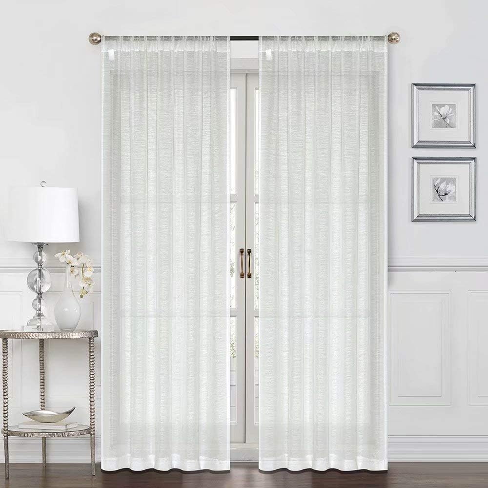 Curtains -Sheer Voile Curtains with Jacquard-Style Texture 2 Panels