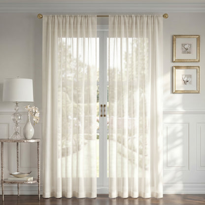 Curtains -Sheer Voile Curtains with Jacquard-Style Texture 2 Panels