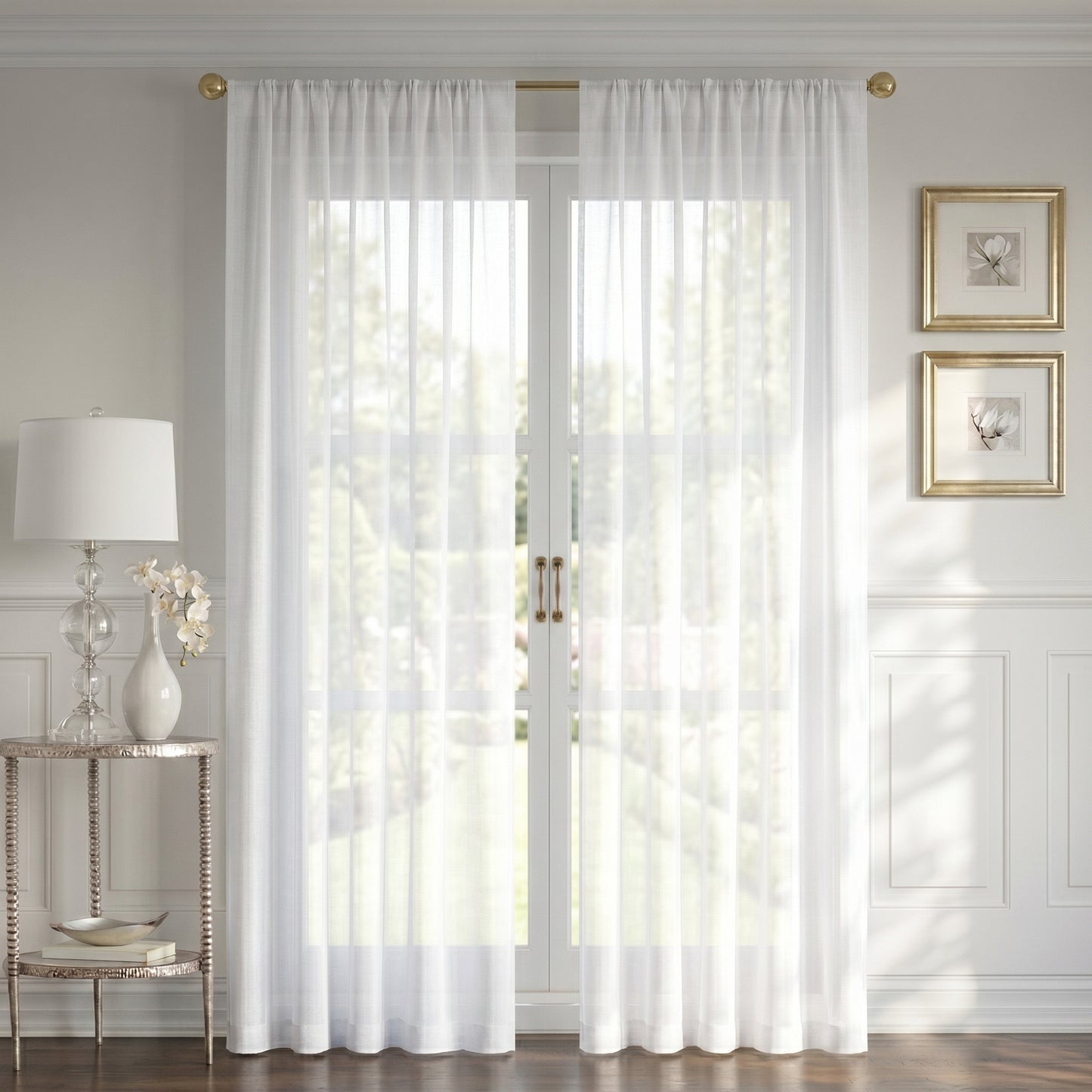 Curtains -Sheer Voile Curtains with Jacquard-Style Texture 2 Panels
