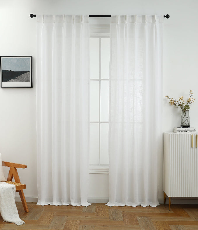 Curtains - Linen Blend Pinch Pleated Curtains (2 Panels)