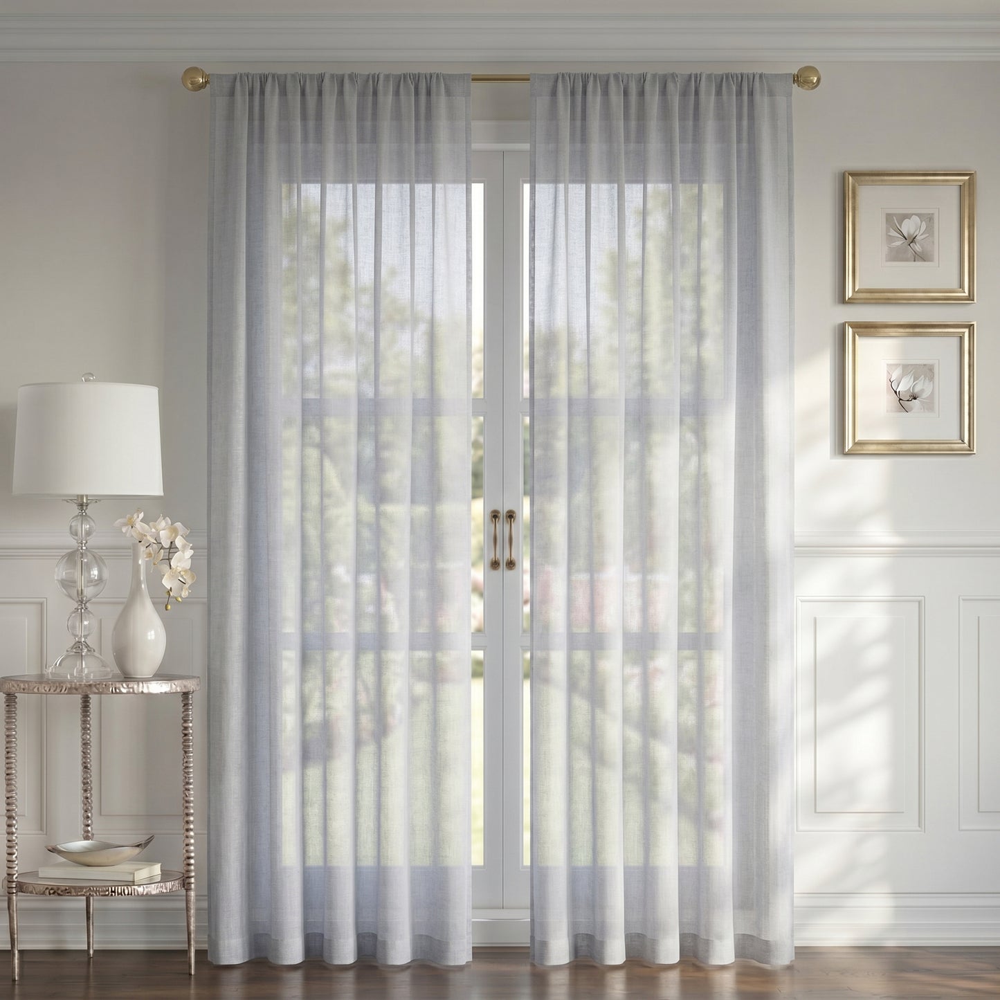 Curtains -Sheer Voile Curtains with Jacquard-Style Texture 2 Panels