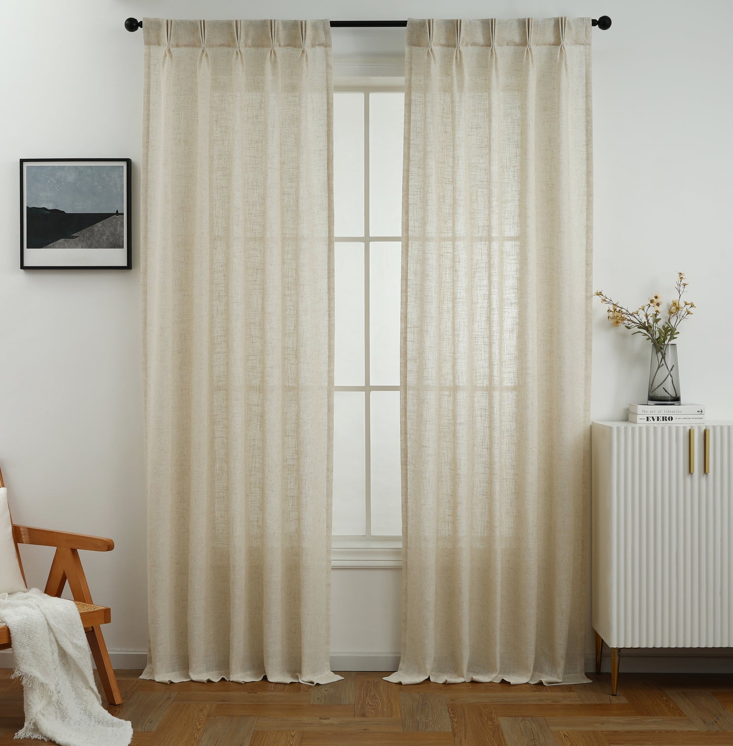 Curtains - Linen Blend Pinch Pleated Curtains (2 Panels)
