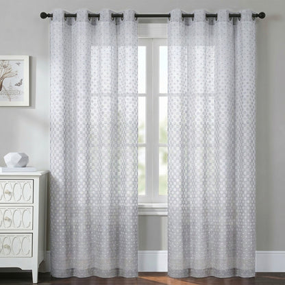 Semi-Sheer Burlap Style Curtains with Graduated Pattern (Linen) 2 Panels