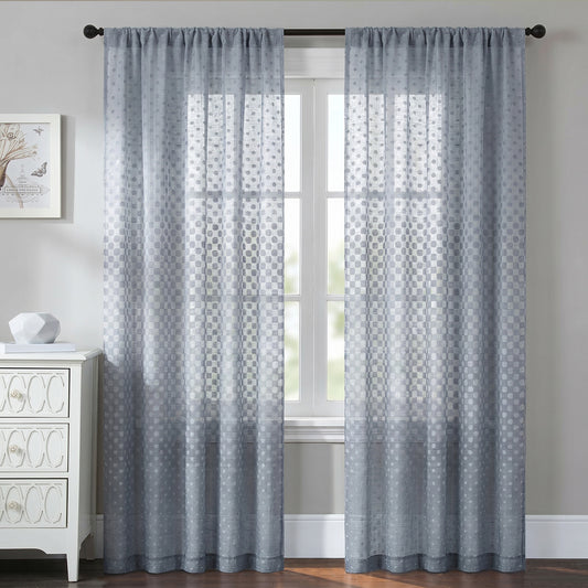 Semi-Sheer Burlap Style Curtains with Graduated Pattern (Linen) 2 Panels