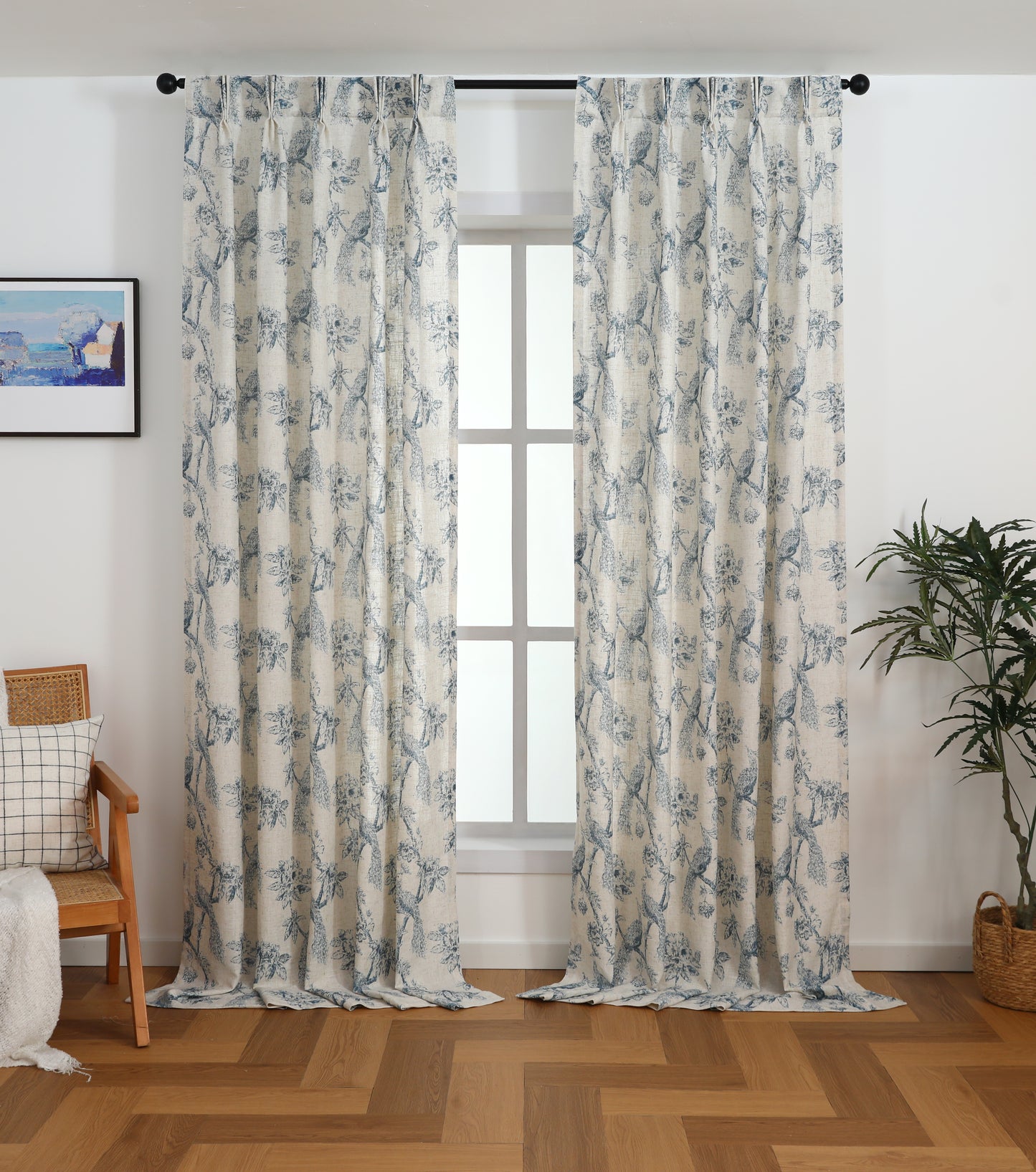 Curtains - Peacock Pinch Pleated Curtains (2 Panels)