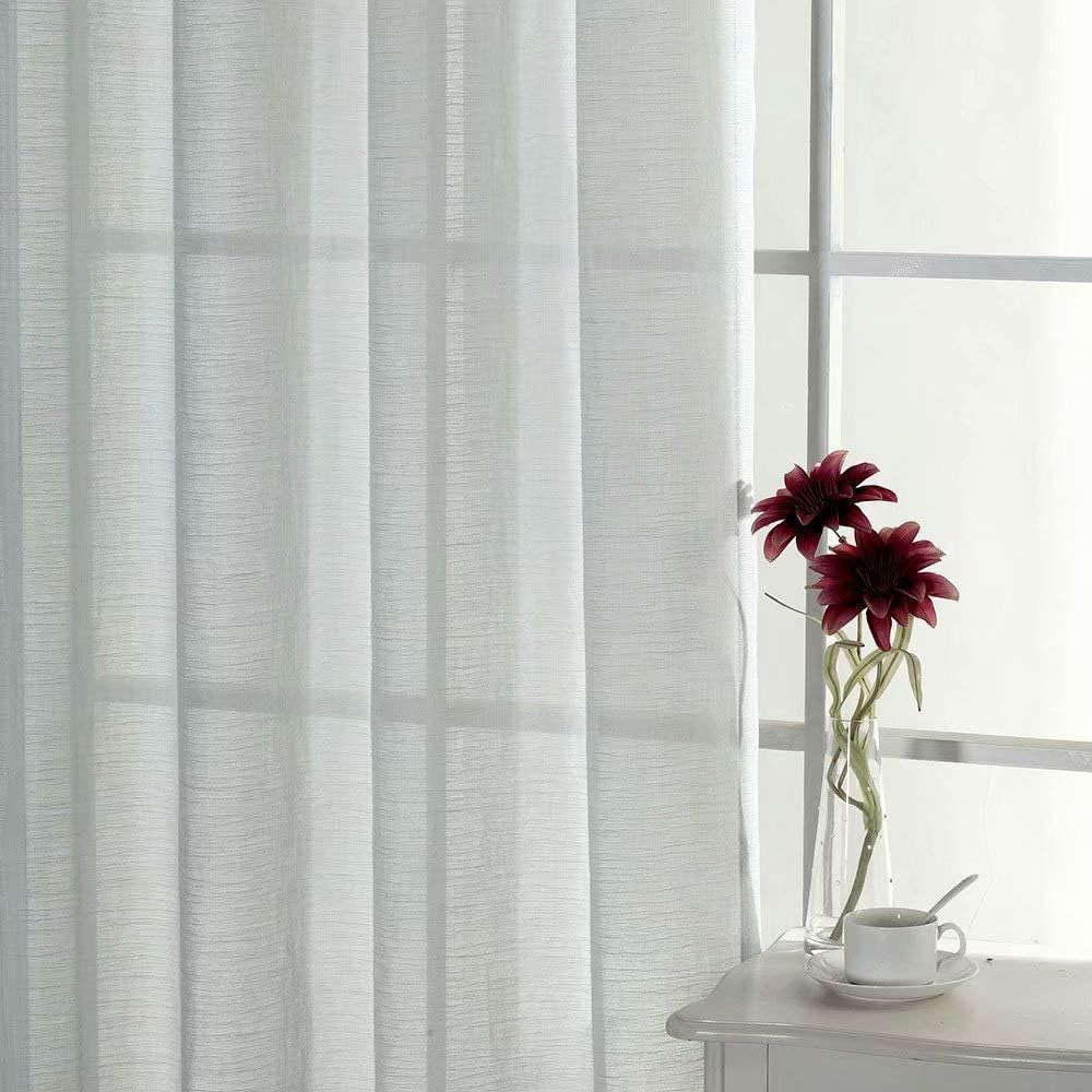 Curtains -Sheer Voile Curtains with Jacquard-Style Texture 2 Panels