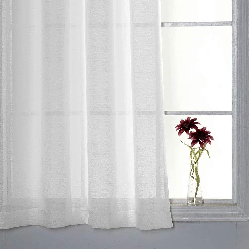 Curtains -Sheer Voile Curtains with Jacquard-Style Texture 2 Panels