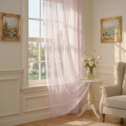 Semi-Sheer Burlap Style Curtains with Graduated Pattern (Linen) 2 Panels