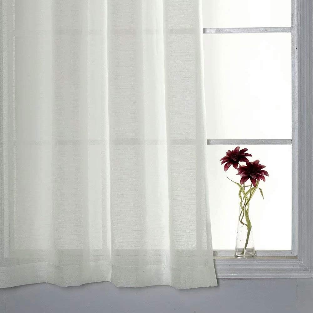 Curtains -Sheer Voile Curtains with Jacquard-Style Texture 2 Panels