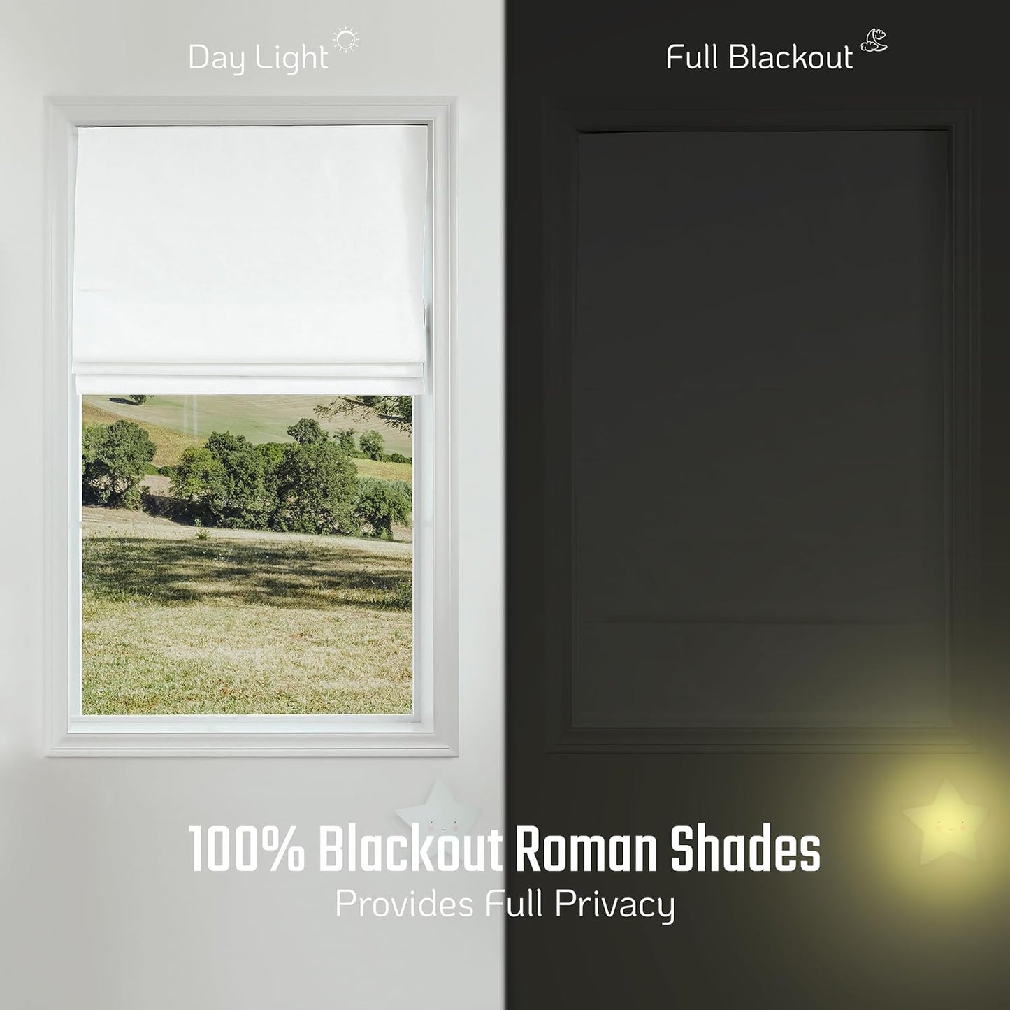 Roman Shades - Monet Dual Layered Blackout and Light Filtering with Woven Fabric