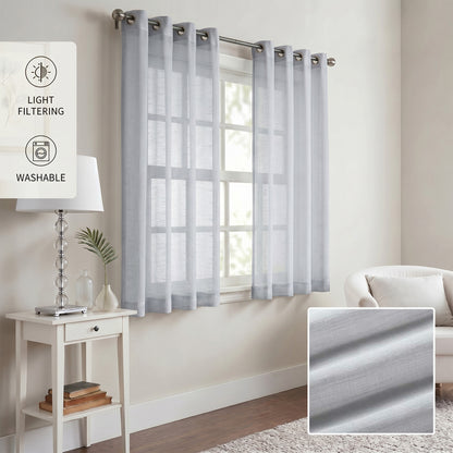 Curtains -Sheer Voile Curtains with Jacquard-Style Texture 2 Panels