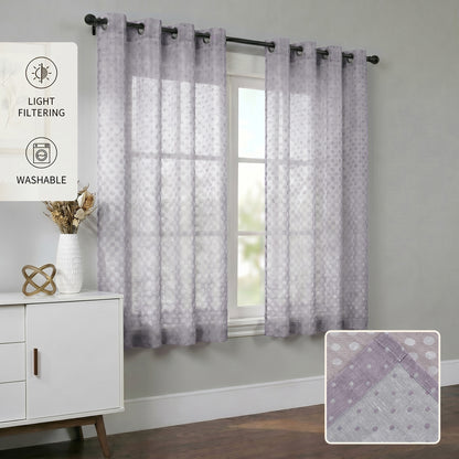 Semi-Sheer Burlap Style Curtains with Graduated Pattern (Linen) 2 Panels