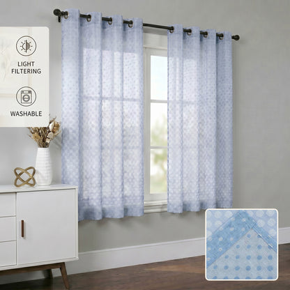Semi-Sheer Burlap Style Curtains with Graduated Pattern (Linen) 2 Panels