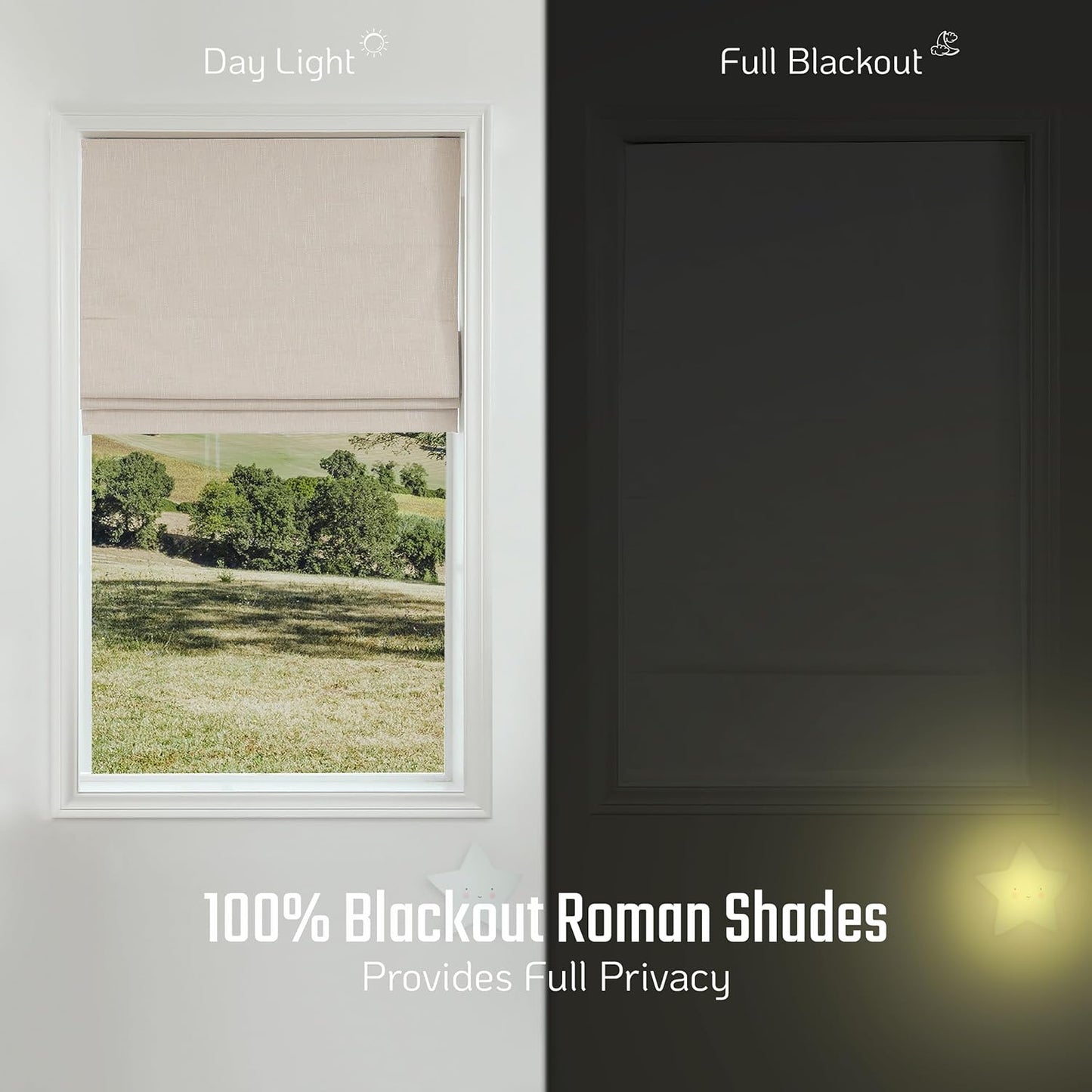 Roman Shades - Monet Dual Layered Blackout and Light Filtering with Woven Fabric