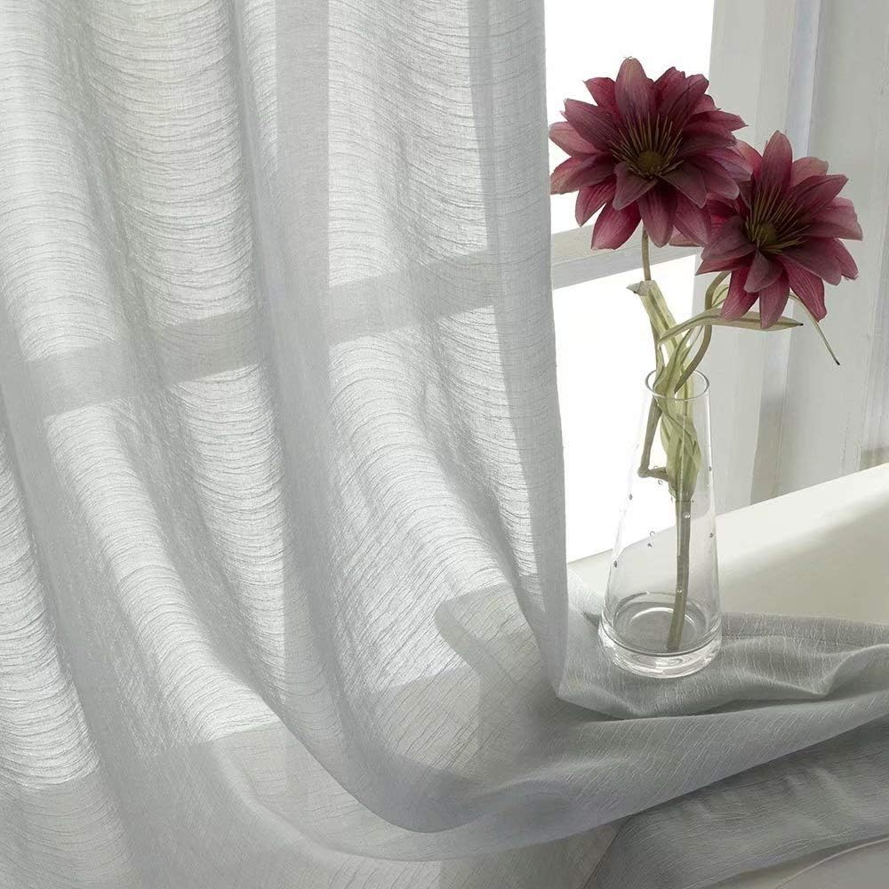 Curtains -Sheer Voile Curtains with Jacquard-Style Texture 2 Panels