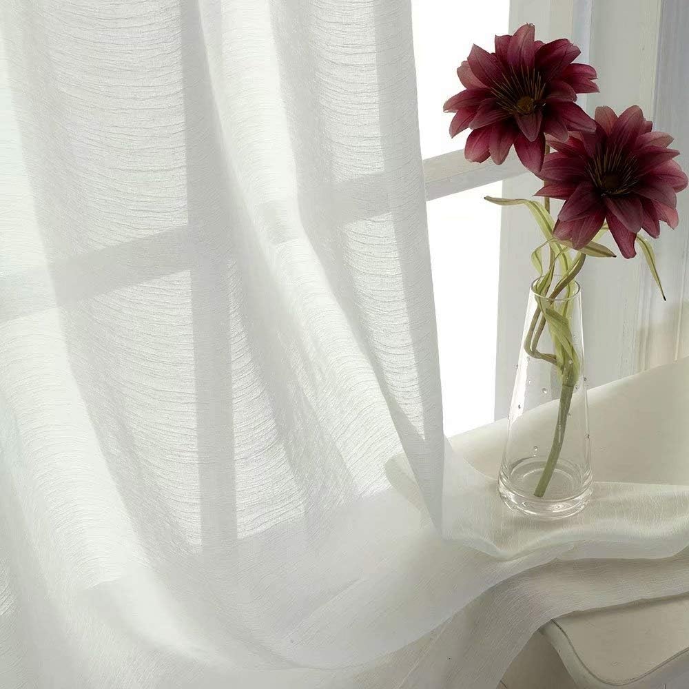 Curtains -Sheer Voile Curtains with Jacquard-Style Texture 2 Panels