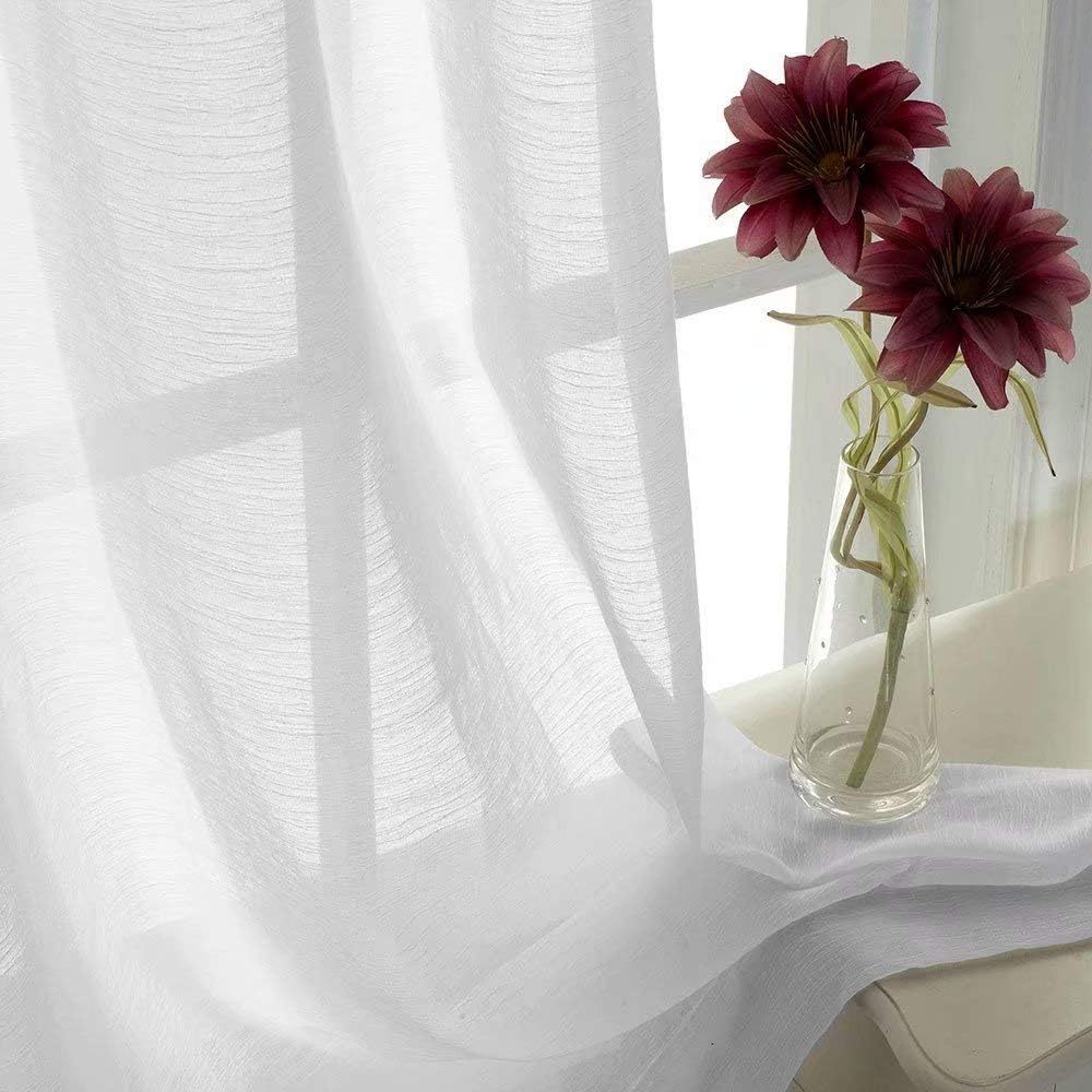 Curtains -Sheer Voile Curtains with Jacquard-Style Texture 2 Panels