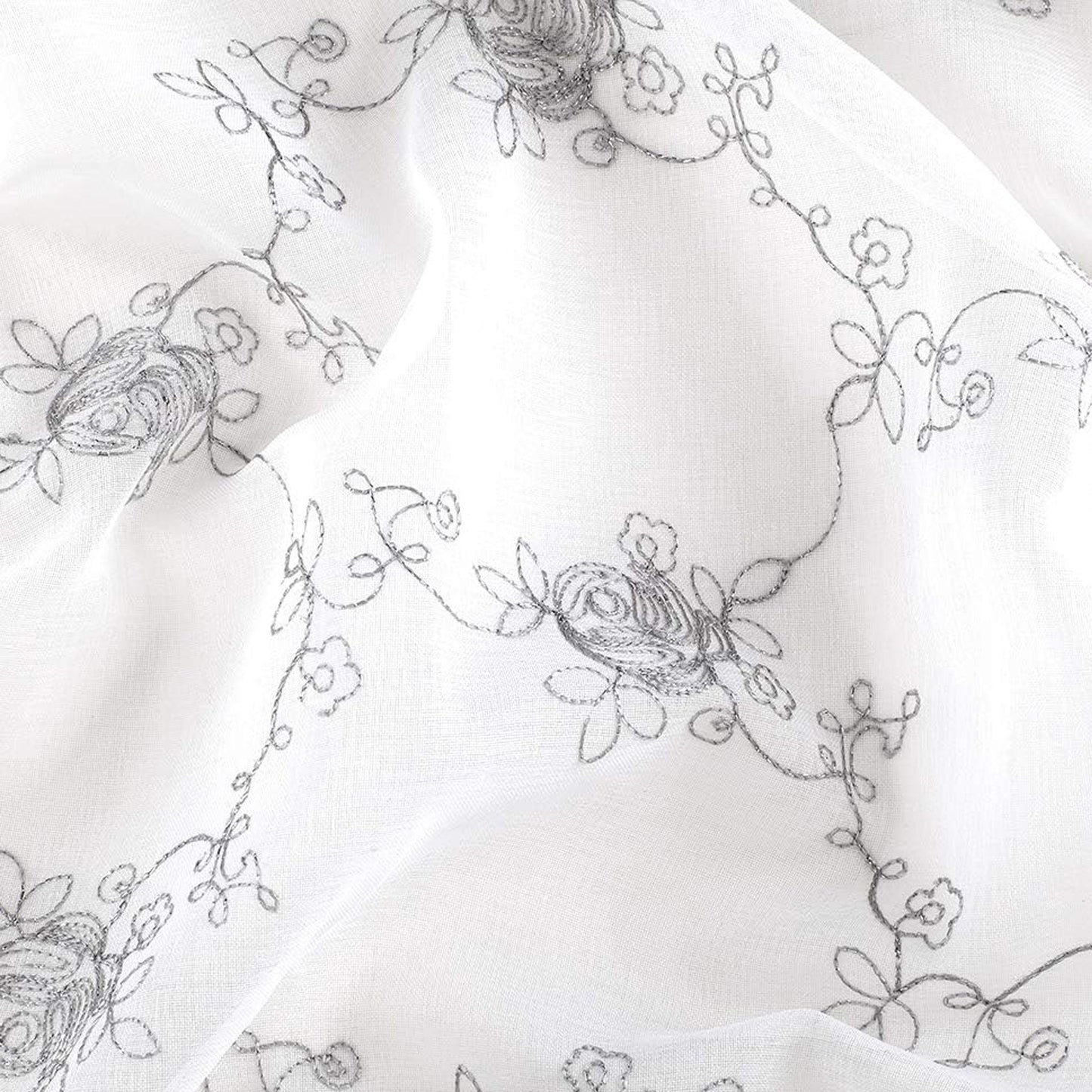 Drapes - Sheer Curtains (Floral Rose Embroidery) 2 Panels
