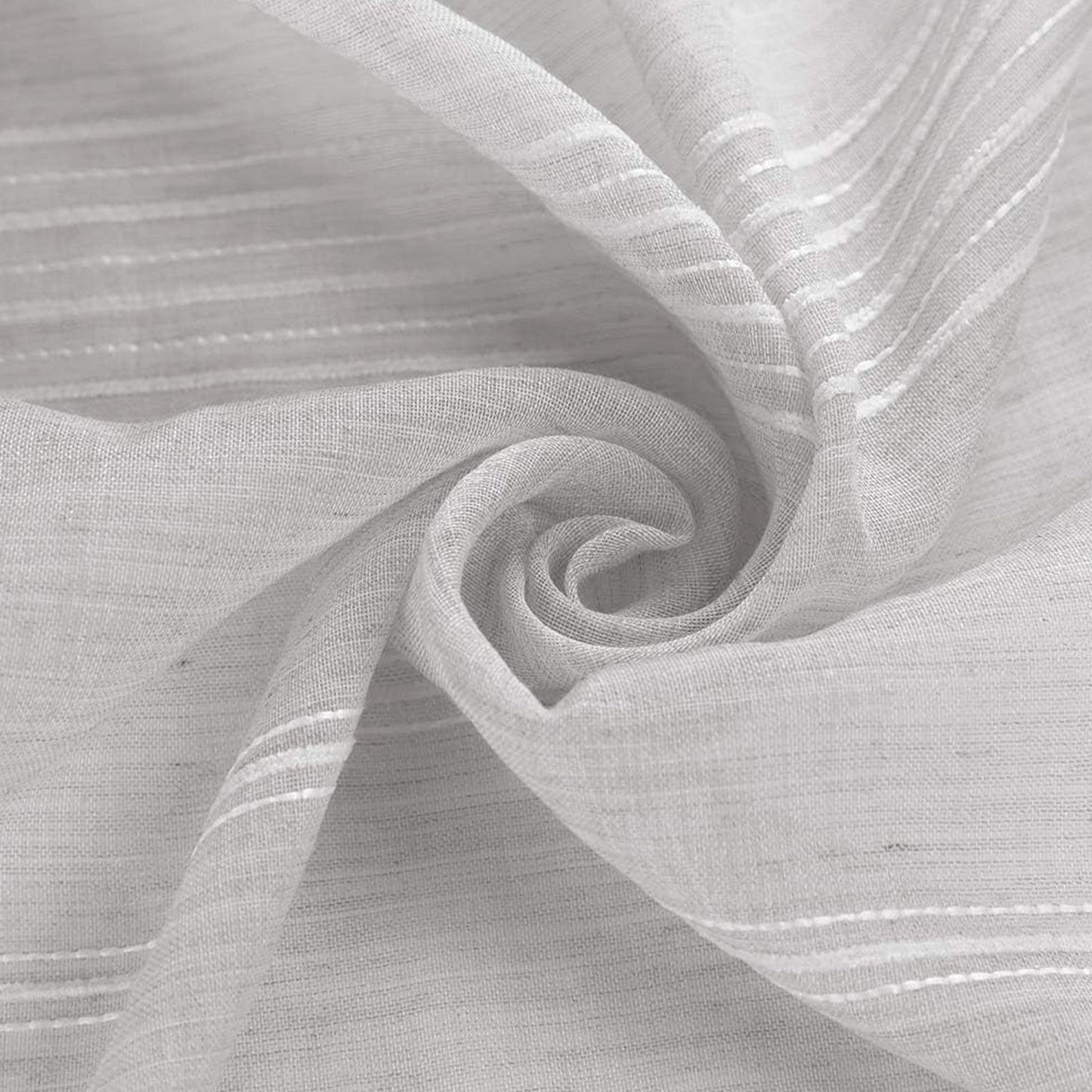 Chenille Stripe Textured Sheer Voile Curtains with Grommet Top 2 Panels