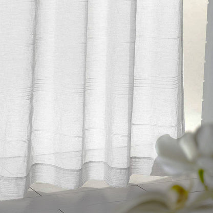 Chenille Stripe Textured Sheer Voile Curtains with Grommet Top 2 Panels