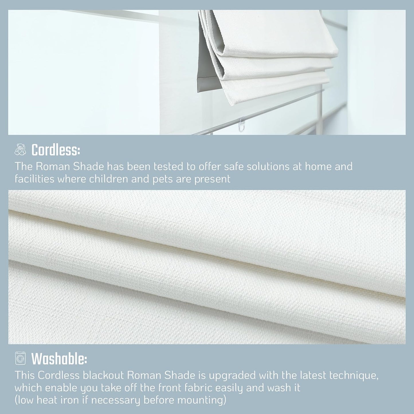 Roman Shades - Monet Dual Layered Blackout and Light Filtering with Woven Fabric