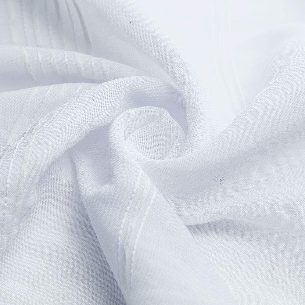 Chenille Stripe Textured Sheer Voile Curtains with Grommet Top 2 Panels