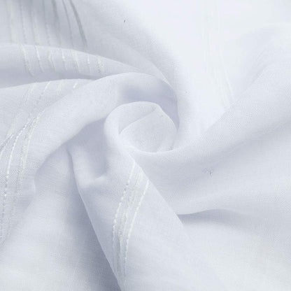 Chenille Stripe Textured Sheer Voile Curtains with Grommet Top 2 Panels