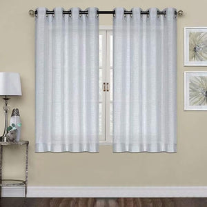 Everyday Celebration Grey Semi Sheer Curtains, Jacquard Curtains Sheer with Grommet - Linen Voile Drapes for Bedroom