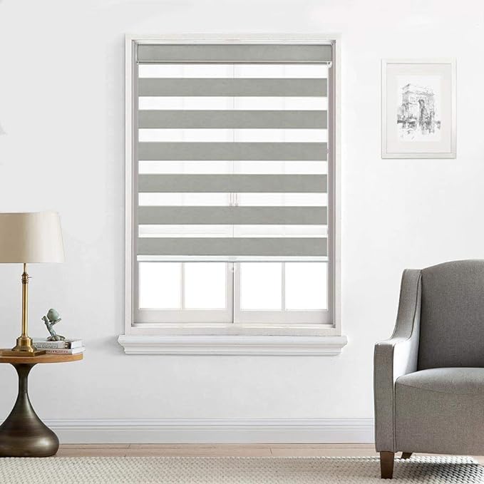 Everyday Celebration Cordless Dual Layer Zebra Blind, Free-Stop Light Filtering Zebra Roller Shades