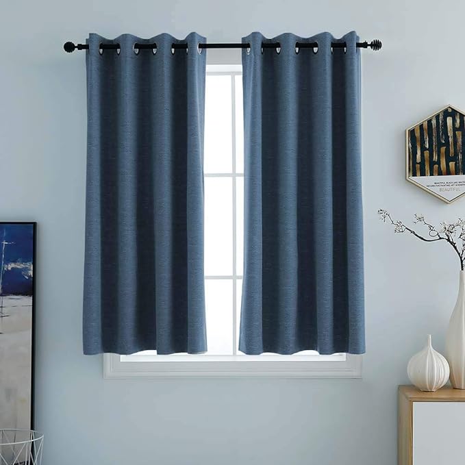 North Hills Double Tone Color Jacquard Textured Weave Curtains, Blackout Curtain Drapes for Bedroom Living Room Polyester Belmar Grommet Panel