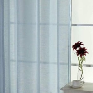 Everyday Celebration 45 Inches Semi Sheer Curtains Blue, Jacquard Curtains Sheer with Grommet - Linen Voile Drapes for Bedroom