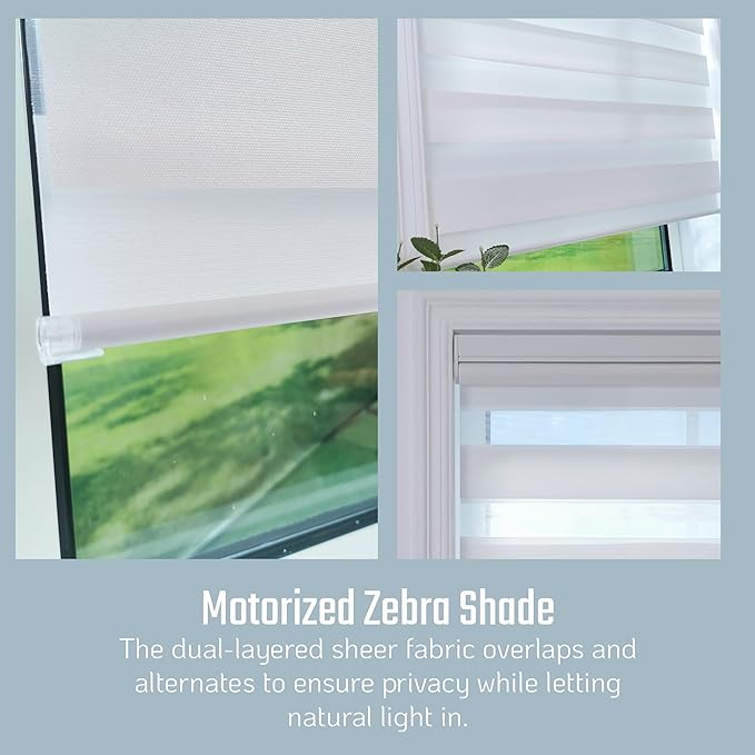 Everyday Celebration Motorized Zebra Blinds with Remote Control Window Shades for Home, Bedroom, Living Room, Kitchen, Office