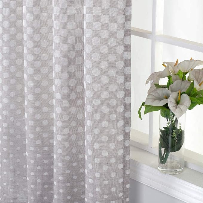 Everyday Celebration Sheer Curtains 96 Inches Long, Polka Dot Semi Sheer Voile Curtains for Living Room Bedroom