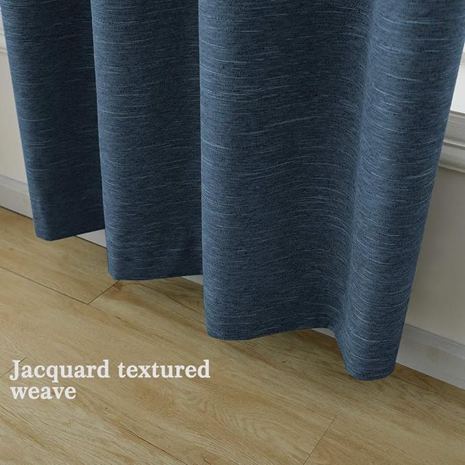 North Hills Double Tone Color Jacquard Textured Weave Curtains, Blackout Curtain Drapes for Bedroom Living Room Polyester Belmar Grommet Panel