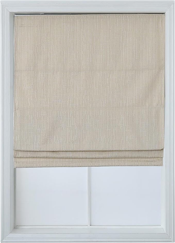 100% Blackout Cordless Roman Shades for Windows, Textured Woven Thermal Insulated Roman Blind, Pepper