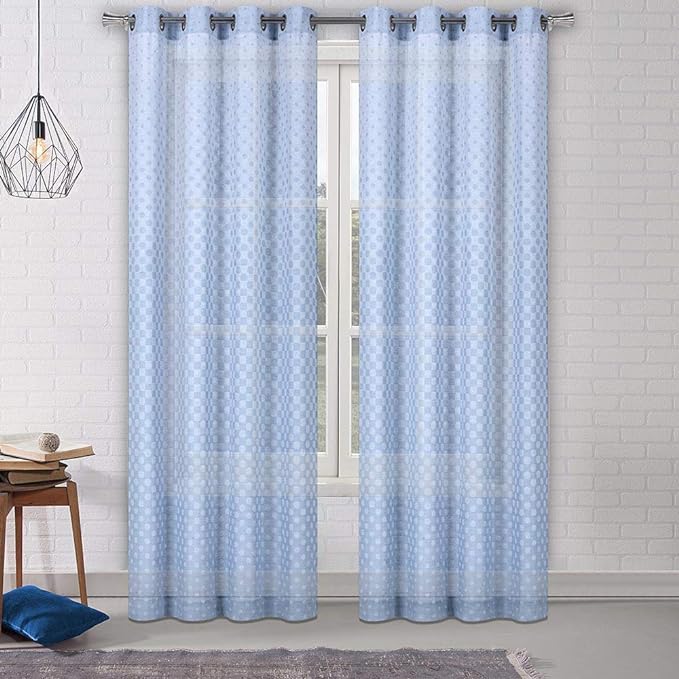 Everyday Celebration 84 Inch Sheer Curtains, Polka Dots Ombre Semi Sheer Voile Drapes for Bedroom Living Room