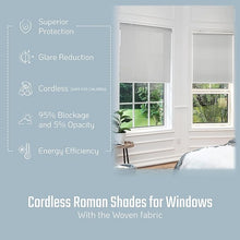 将图片加载到图库查看器，Cordless Light Filtering Solar Roller Shades for Windows, Fire Retardant, Semi Sheer, Pull-Down Blinds for Home, Bedroom, Living Room, Kitchen, Office, Indoor and Outdoor