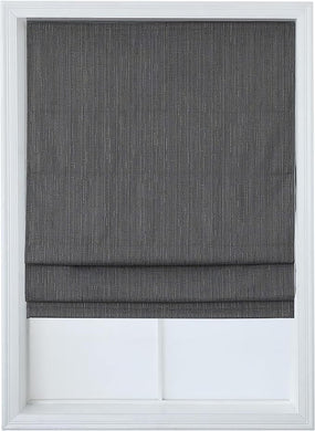 100% Blackout Cordless Roman Shades for Windows, Textured Woven Thermal Insulated Roman Blind, Pepper
