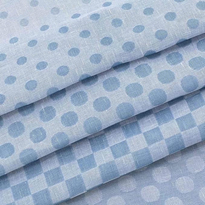 Everyday Celebration Polka Dot Burlap Semi Sheer Curtains for Bedroom, Rod Pocket Rusitc Linen Sheer Voile Curtain Panels