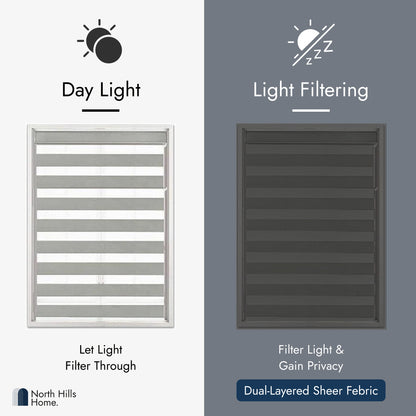 Zebra Shade Cordless, Dual Mode, Lets Light in and Blocks Light out