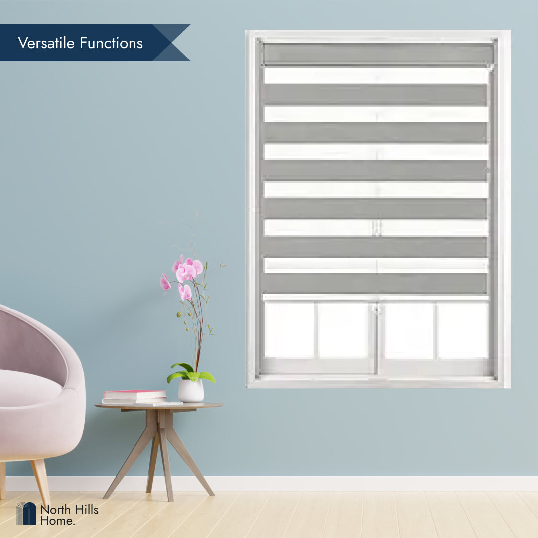 Zebra Blinds - Cordless Roller Blinds - Silver Gray